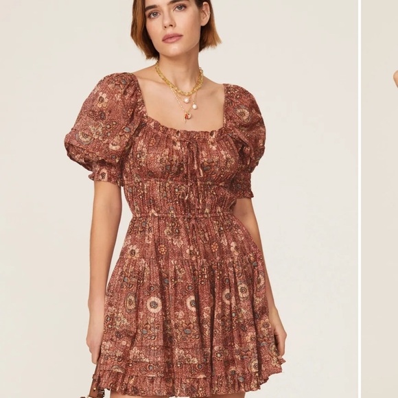 Ulla Johnson Floral Mini Dress - Brown - Picture 1 of 4